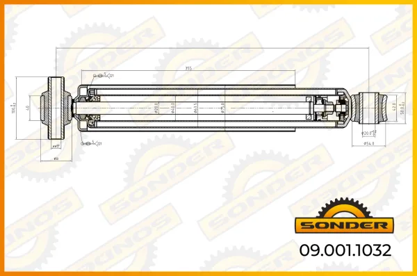 Амортизатор задней подвески Volvo Sonder 09.001.1032, O/O 500-836, d16x100/d20x50