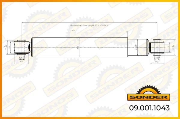 Амортизатор задней подвески Sonder 09.001.1043 O/O d20x55/d20x62 527-874 мм Renault, Volvo