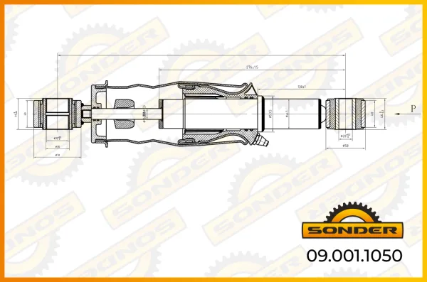 Амортизатор кабины передний Iveco Stralis Trakker 370-425 мм Sonder 09.001.1050