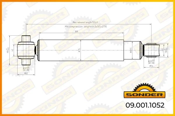 Амортизатор задней подвески Sonder 09.001.1052 Mercedes-Benz Actros Atego Axor
