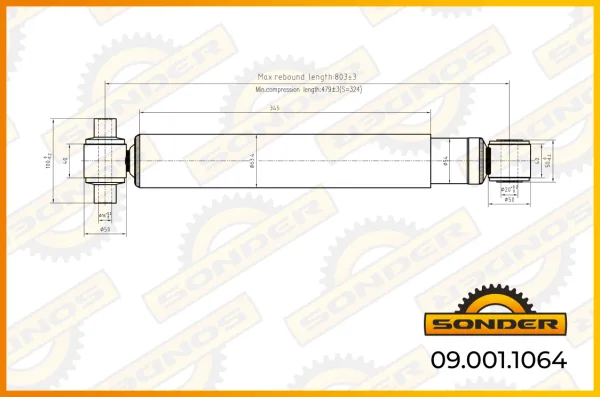 Амортизатор задней подвески Sonder 09.001.1064 O/O 482-801 d16x100/d20x50 Scania