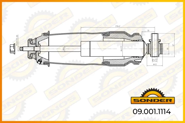 Амортизатор кабины с пневмобаллоном Sonder 09.001.1114 Renault, о.н. 7421430899