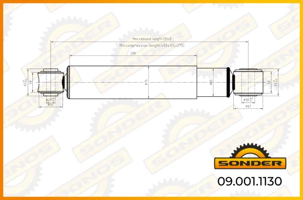 Амортизатор задней подвески MAN TGA, TGM, TGS, TGX Sonder 09.001.1130