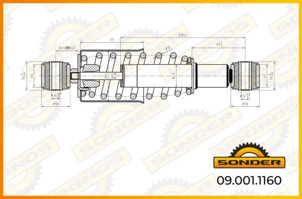 Амортизатор кабины Mercedes-Benz Actros Sonder 09.001.1160, крепление проушина / проушина