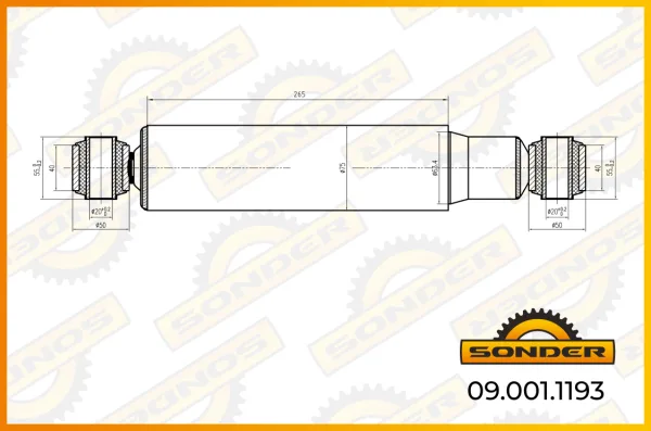 Амортизатор задней подвески Sonder 09.001.1193 Iveco Stralis, 412/660 мм, проушины d20×55