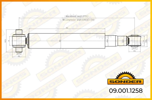 Амортизатор задней подвески MAN F2000, TGA, TGS, TGX Sonder 09.001.1258