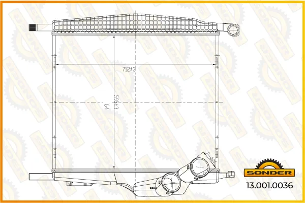 Интеркулер Sonder 13.001.0036 Mercedes-Benz Actros, Atego, Axor 596×712×64 мм