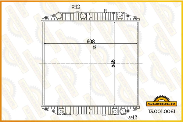 Радиатор системы охлаждения Mercedes-Benz LK/LN2, Scania F 94 — Sonder 13.001.0061
