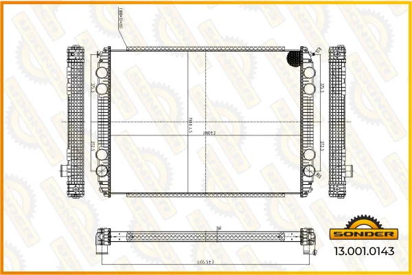 Радиатор системы охлаждения Freightliner 1065x778x56 мм Sonder 13.001.0143