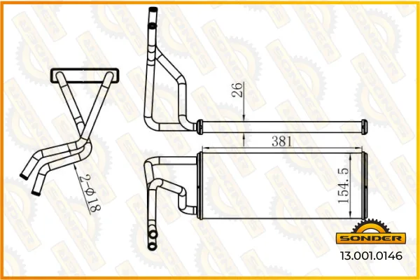 Радиатор отопителя кабины SITRAK Sonder 13.001.0146, оригинальный номер 812W61942-0096