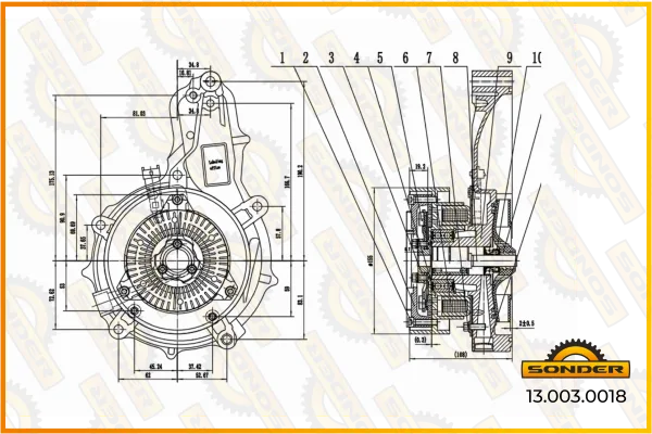 Насос водяной Sonder 13.003.0018 Premium для Volvo, Renault, с прокладкой, о.н. 21960479
