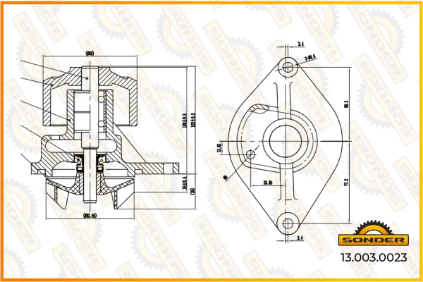 Насос водяной Premium Sonder 13.003.0023 с прокладкой для DAF и Renault