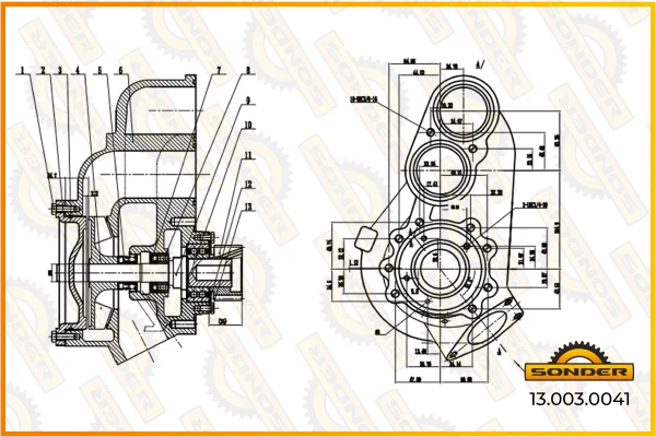 Насос водяной (помпа) системы охлаждения Renault Trucks, Volvo Sonder 13.003.0041