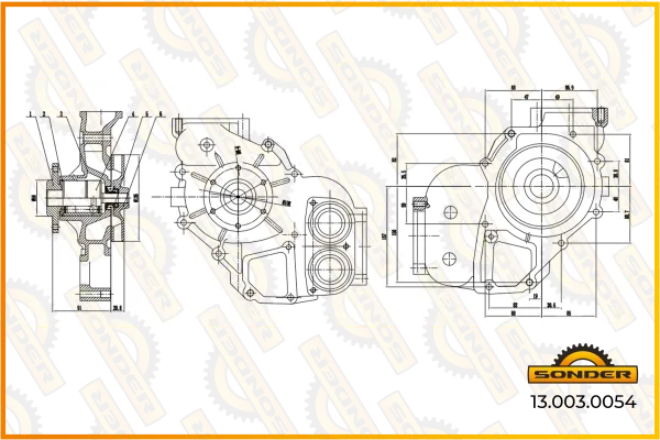 Насос водяной системы охлаждения Mercedes-Benz, Renault Trucks Sonder 13.003.0054