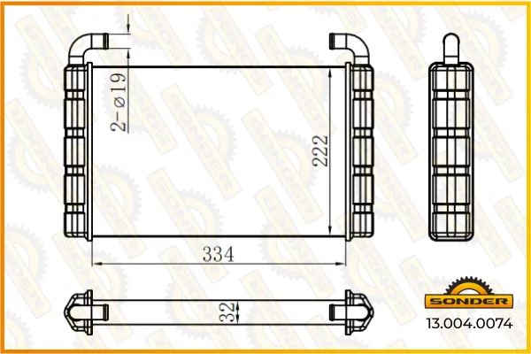 Радиатор системы охлаждения Renault Trucks, Volvo FH / NH — Sonder 13.004.0074