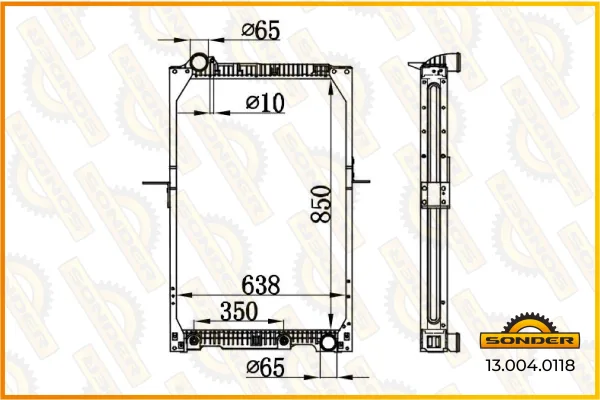 Радиатор охлаждения Mercedes-Benz MK, SK 850×639×48 мм без рамы Sonder 13.004.0118