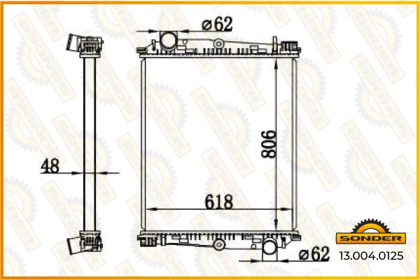 Радиатор системы охлаждения Sonder 13.004.0125 для DAF CF 65, CF 75 и CF 85