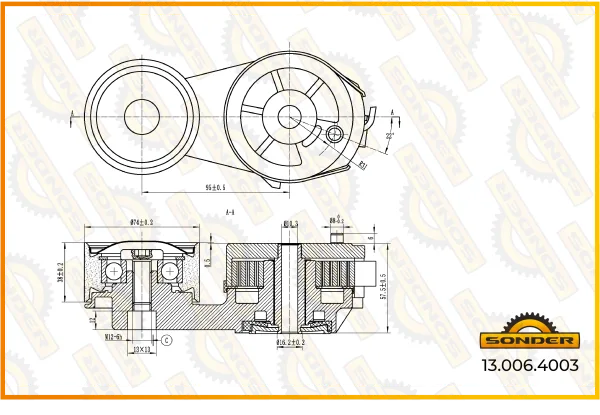 Натяжитель приводного ремня Sonder 13.006.4003 Renault Trucks / Volvo, 10 ручьёв