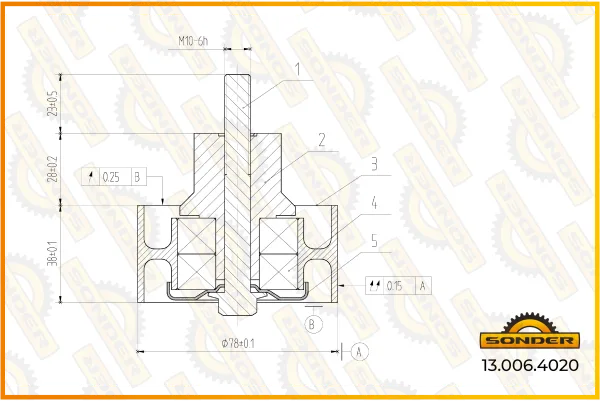 Ролик приводного ремня Sonder 13.006.4020 для DAF CF75, CF85, XF 95, 7 ручьёв