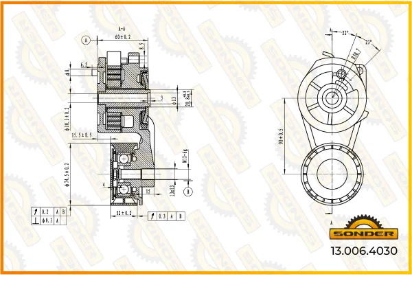 Натяжитель приводного ремня в сборе Scania K 94, P 94, R 94, Citywide Sonder 13.006.4030