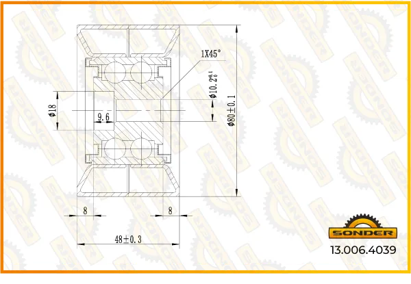 Ролик приводного ремня Sonder 13.006.4039 для Mercedes-Benz Actros, Atego, Axor