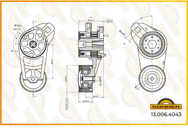 Натяжитель приводного ремня Sonder 13.006.4043 для Renault Magnum, Premium, Volvo FH, FM