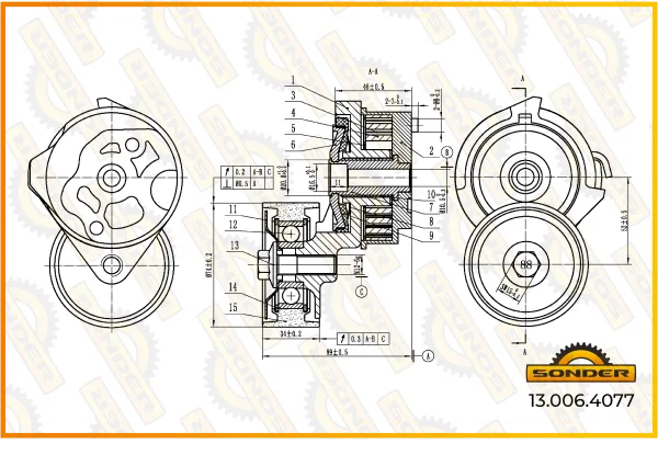 Натяжитель ремня Sonder 13.006.4077 для Mercedes-Benz Atego, Axor, двигатели OM904/OM906