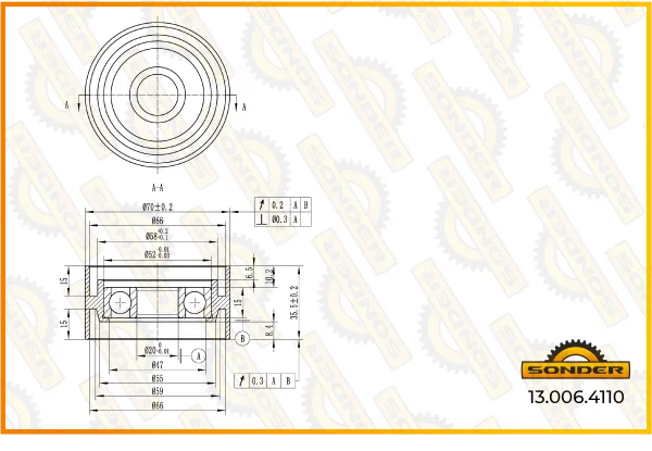 Натяжной ролик приводного ремня Volvo FH, FM, NH, DAF F45 Sonder 13.006.4110