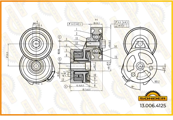 Натяжитель приводного ремня Sonder 13.006.4125 для Iveco Stralis, Trakker, EuroTech