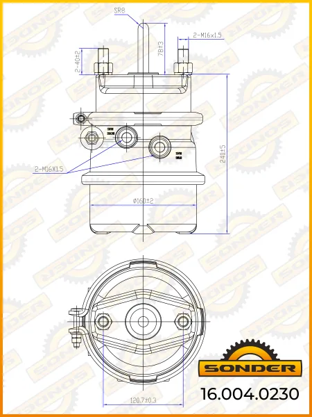 Энергоаккумулятор дискового тормоза Sonder 16.004.0230 TYPE1624 BPW/SAF