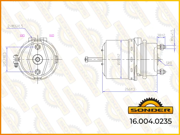 Энергоаккумулятор Sonder 16.004.0235 T2430 для DAF и Scania, резьба М16×1,5