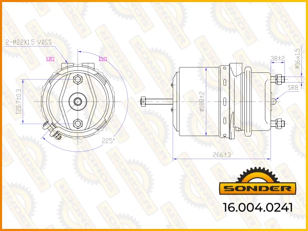 Энергоаккумулятор Sonder 16.004.0241 для дискового тормоза Iveco, левый