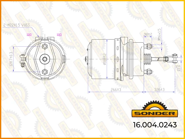 Энергоаккумулятор Sonder 16.004.0243 Type 2730 кулачковый тормоз DAF, MAN, Renault