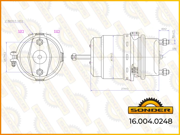 Энергоаккумулятор дискового тормоза Sonder 16.004.0248 TYPE 2024 IBV Voss