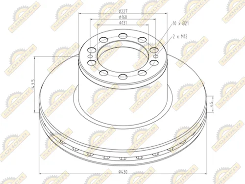 Тормозной диск Sonder 16.005.0082 430 мм для Mercedes-Benz Actros