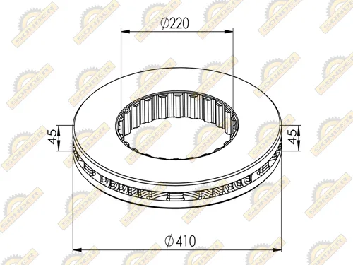 Тормозной диск Sonder 16.005.0083 410×45×224 мм для DAF, Renault, Volvo