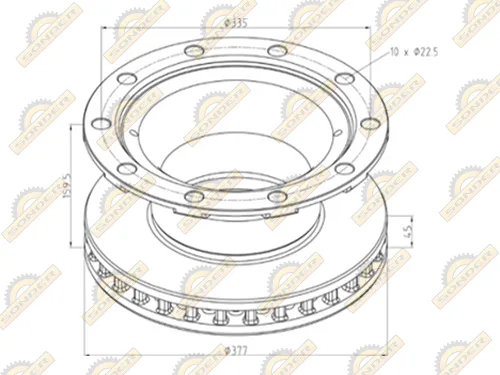 Тормозной диск Sonder 16.005.0084 BPW Renault 377×45×159,5 мм