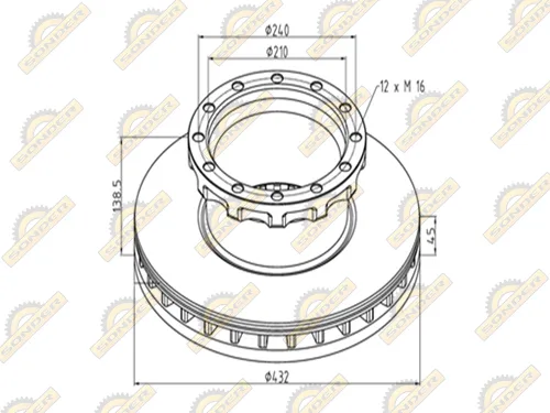 Тормозной диск Sonder 16.005.0085 для Iveco и Renault Trucks
