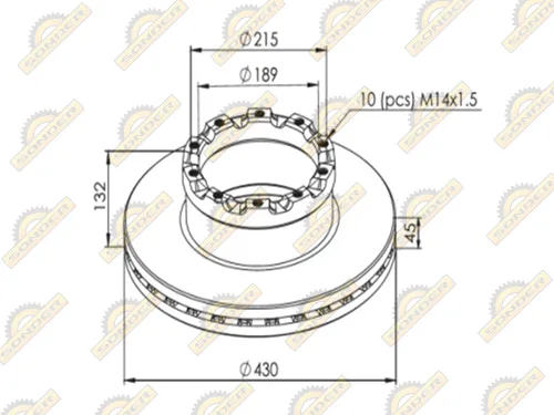 Тормозной диск Renault Trucks / SAF Sonder 16.005.0086, 430×131 мм, оси B9-22K01 / B9-22W