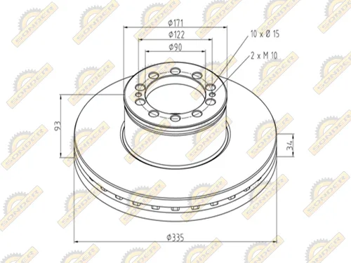 Тормозной диск Sonder 16.005.0087 MAN Renault 334,7 мм