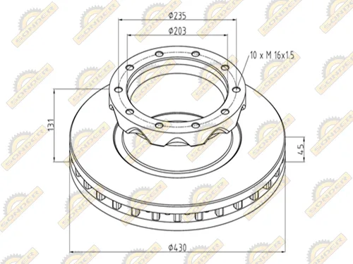 Тормозной диск Sonder 16.005.0088 для Renault и Scania 430*45*131 мм