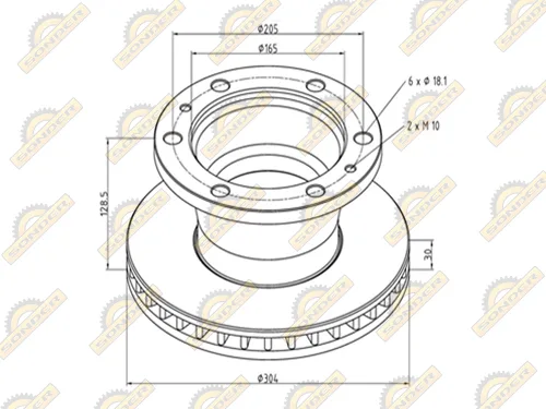 Тормозной диск Sonder 16.005.0091 Iveco Renault 304 мм