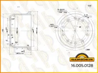 Барабан тормозной Sonder 16.005.0128, DAF и Renault, 420×216 мм