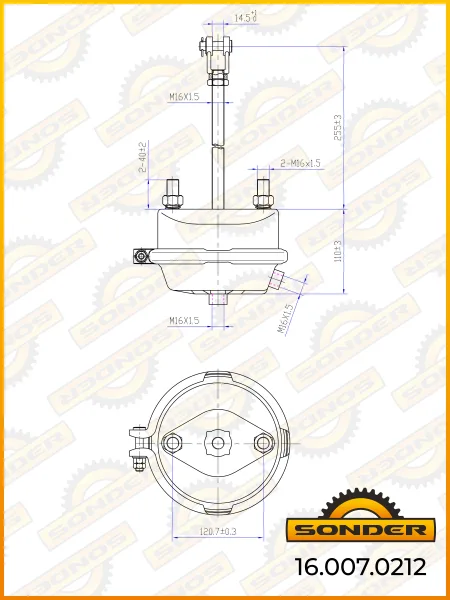 Камера тормозная Sonder 16.007.0212 T24 BAT1010, отверстия 14 мм
