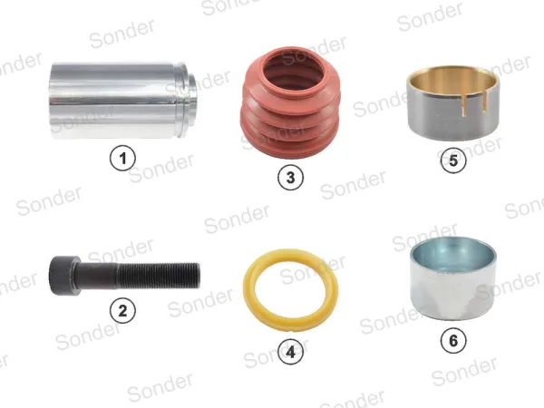 Ремкомплект суппорта Knorr SN6, SN7, SK7 Sonder 160100036 — направляющая и болт, 4 детали