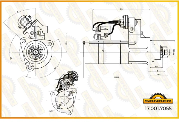 Стартер Sonder 17.001.7055 Premium для грузовиков HOWO, SITRAK и Renault Trucks