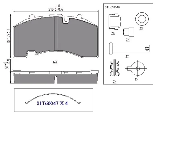 Колодки тормозные дисковые Sonder 18.002.0002 WVA 29171/29308, 210,8×106,8×30 мм, с установочным комплектом