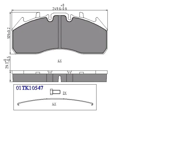 Колодки тормозные дисковые Sonder 18.002.0003 WVA 29174, 249,6×106,9×29,2 мм, с установочным комплектом