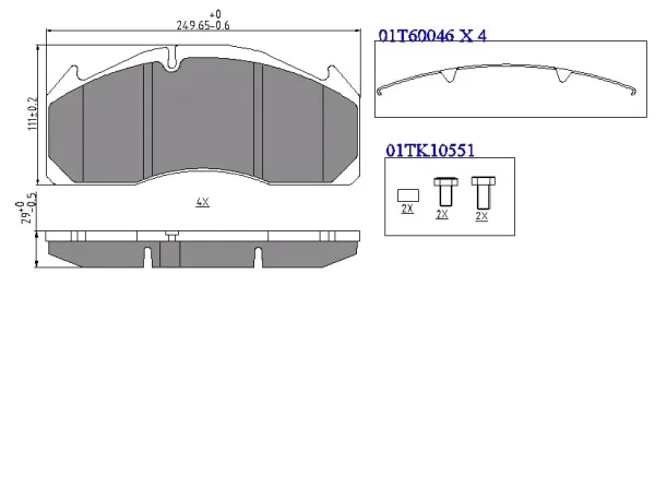Колодки тормозные дисковые Sonder 18.002.0009 WVA 29125, 249,2×111×29 мм, с установочным комплектом
