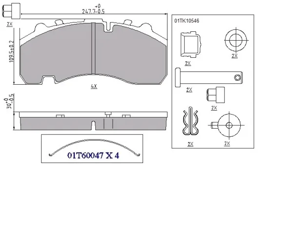 Тормозные колодки Sonder 29167 247,7 × 109,5 × 30 мм с установочным комплектом